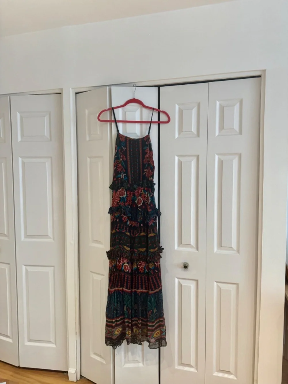 Farm Rio Tiered Ruffle Printed Black Maxi Dress - Picture 3 of 4